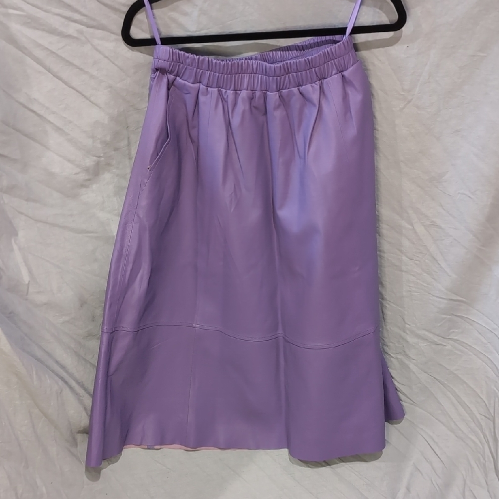 Funky Parisienne Lambskin Leather Lavender Skirt